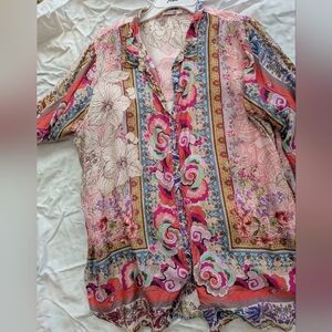 Colorful Floral Button-Up Shirt